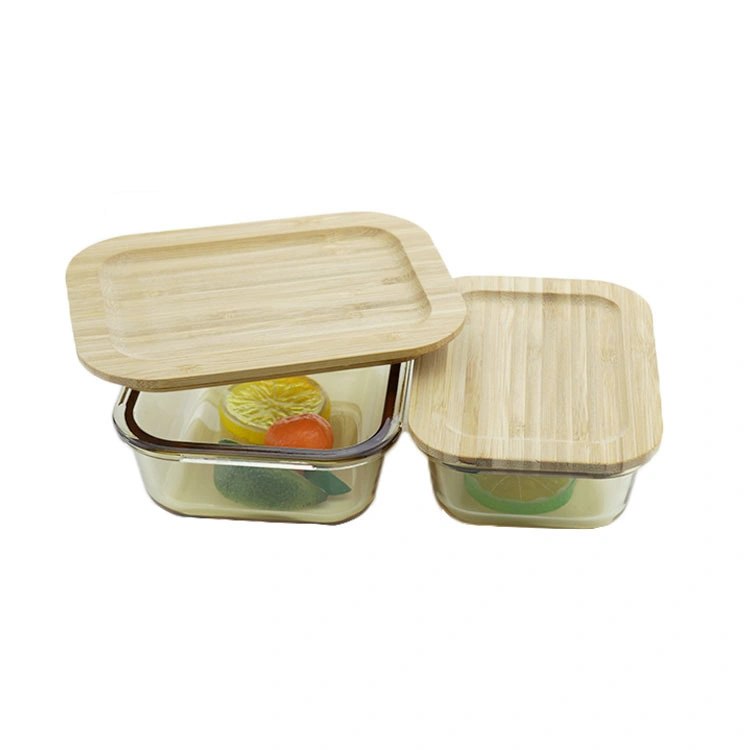 Glass Meal Prep Containers Food Storage Box with Bamboo Lid