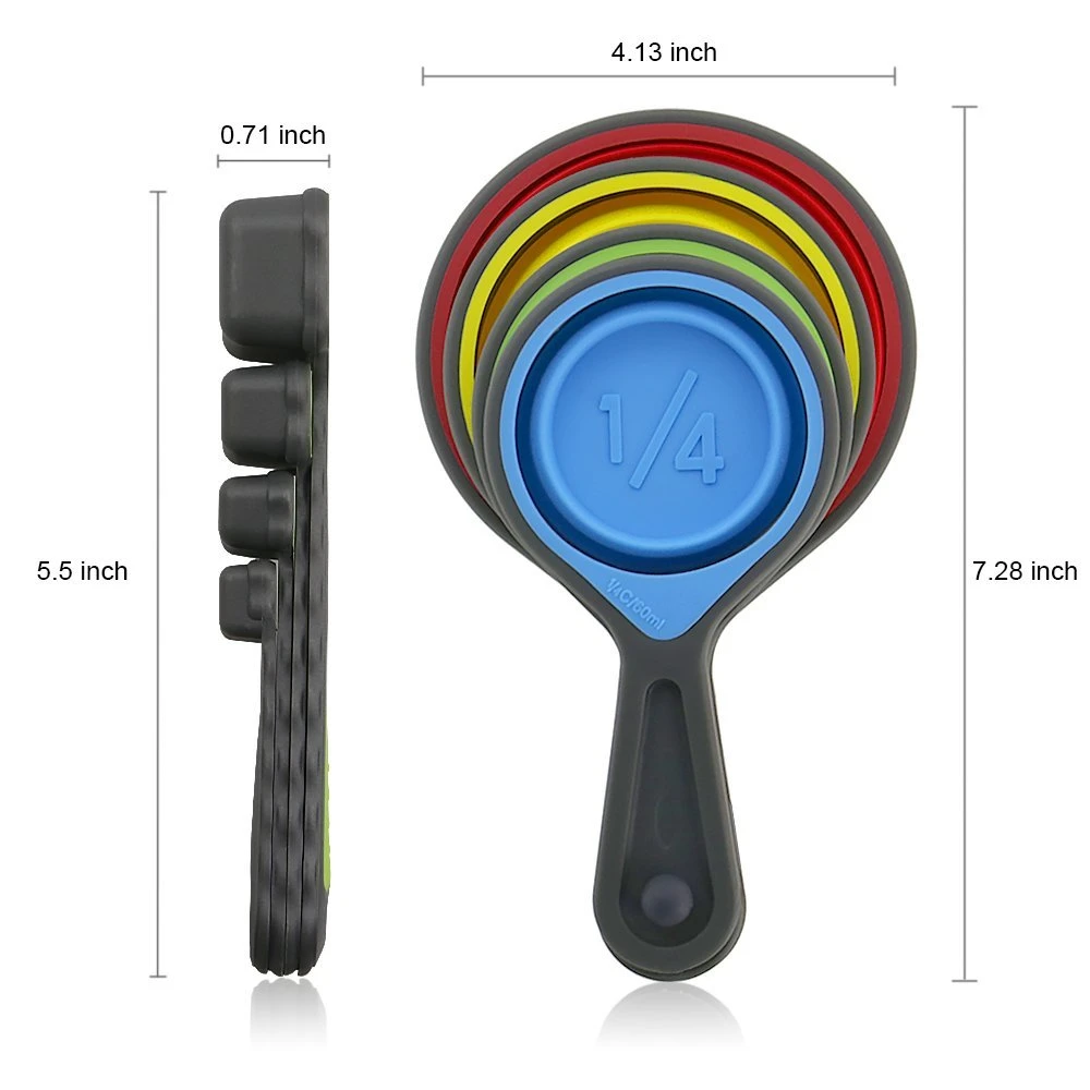 Folding Portable Silicone Measuring Cups and Spoons Set