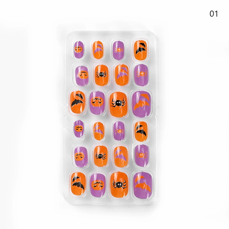 Christmas Cartoon Children Nails Wearable False Nails with Glue Kids Press on Nails