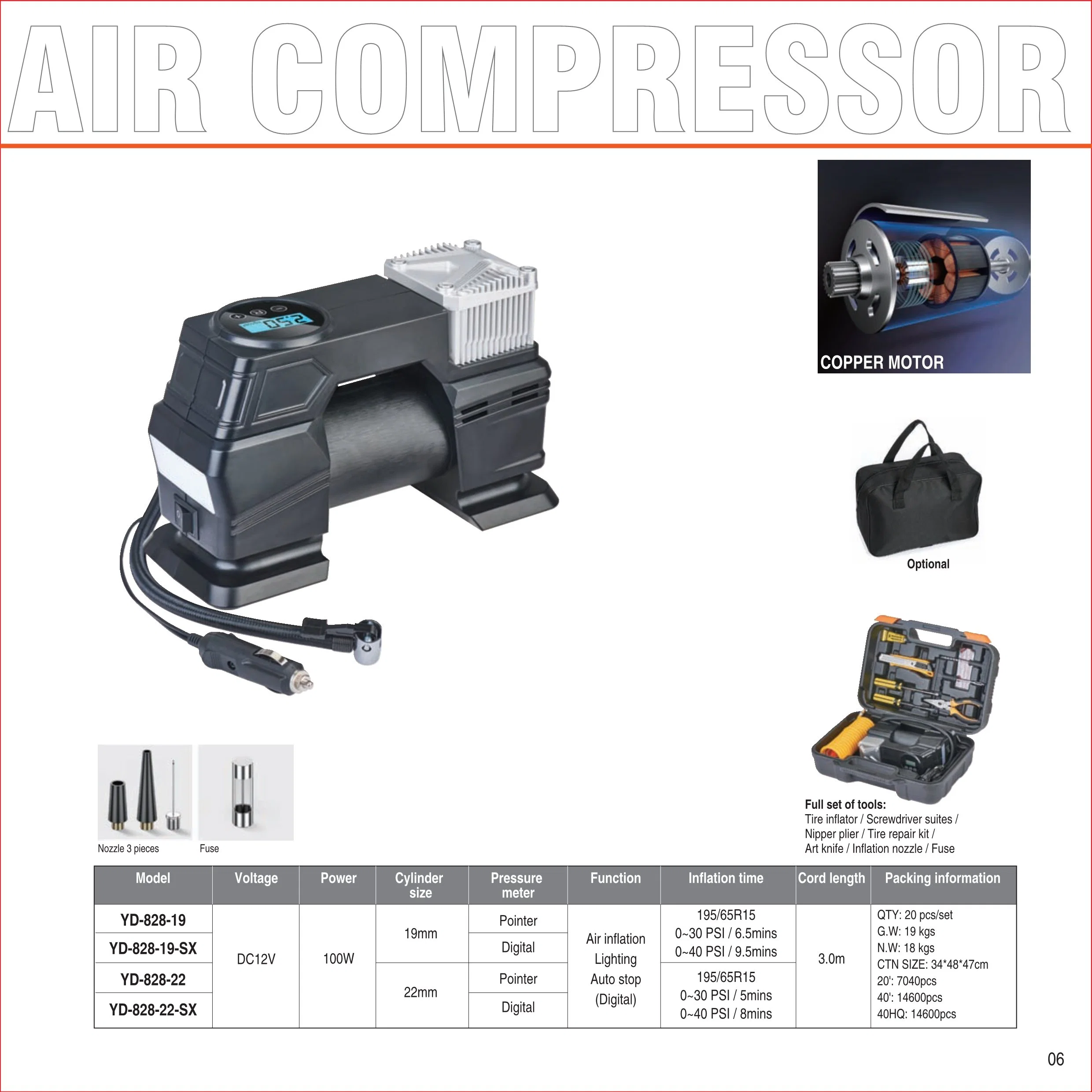 Car Air Compressor, Tire Inflator, Portable Air Pump, Car Pressure Pump