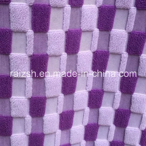 Weft Grid Cation Jacquard PV Fleece Fabric for Sofa / Slippers