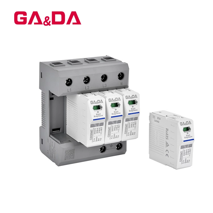 Gada 35mm AC SPD Lightning Arrester 80ka 4p 280V for Home Power System Surge Protective Device SPD