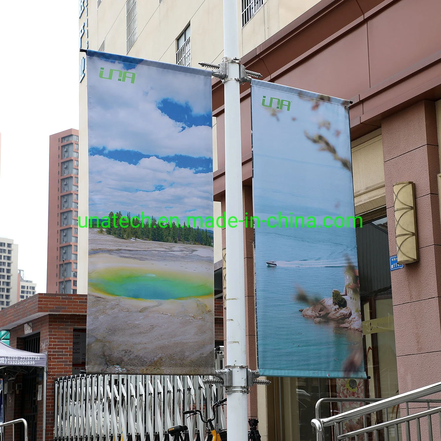Acero Street Light Pole Publicidad Banner hardware de fijación