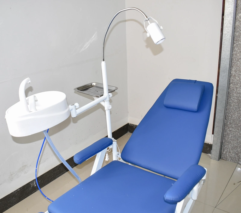 Cadeira dobrável Dental portátil com luz LED e turbina pneumática Unidade