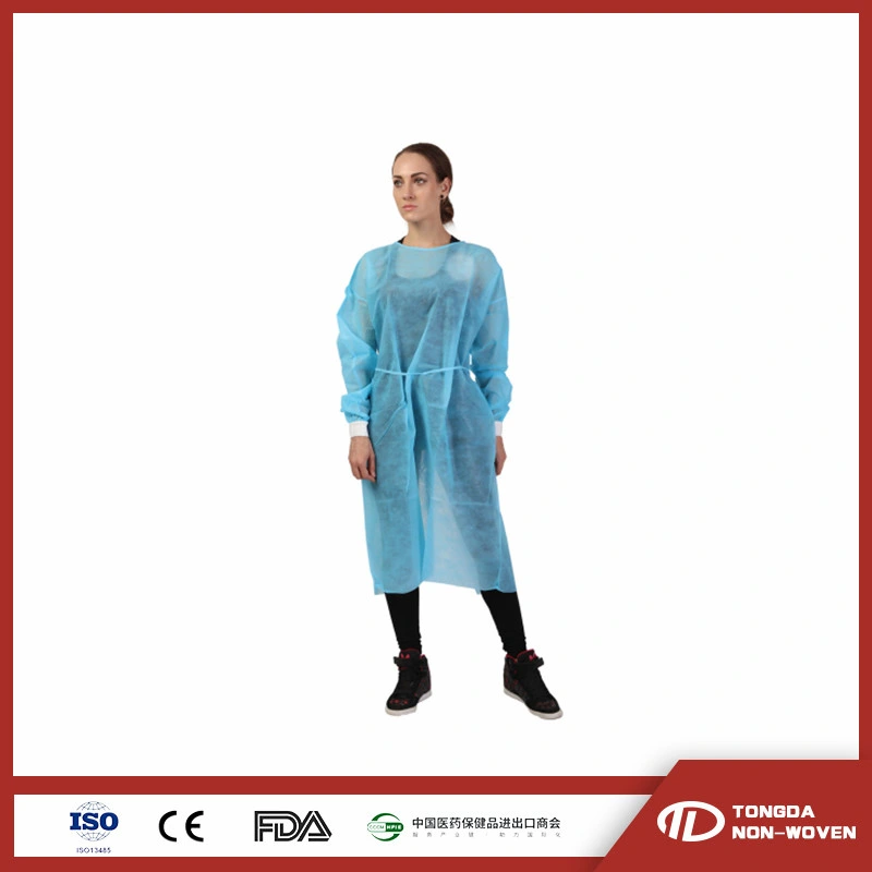 CE, ISO13485 Sterile Impervious Yellow/Blue/SMS/PP/Nonwoven/CPE Protective Surgical Gown and Isolation Gown