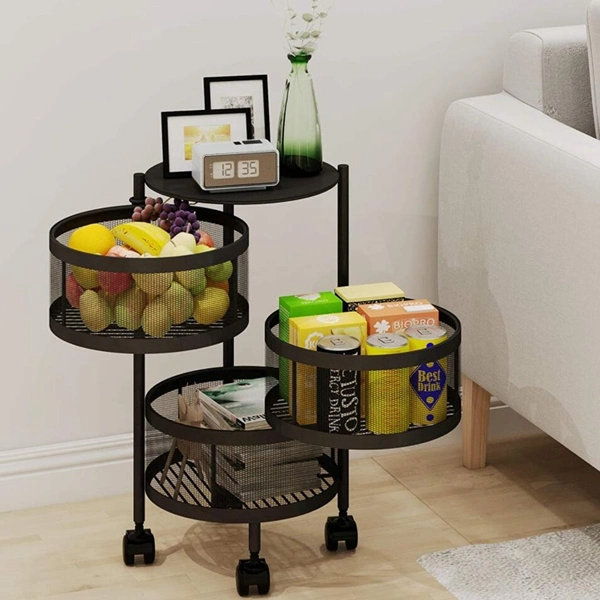 3-Tier Fruit Basket for Kitchen Metal Bathroom Storage Bins Cart