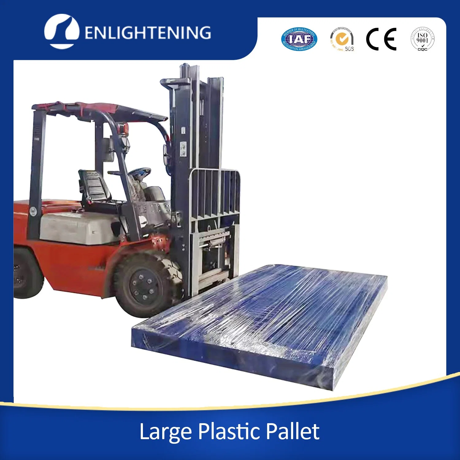 1800X1200X150mm Heavy Duty Large Customized Size Cross Bottom Industrial HDPE Large Stackable 4 Way Entry Plastic Pallet for Paperboard Warehouse Floor Storage