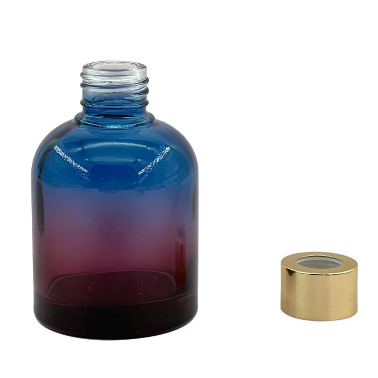 Most Popular 160ml Blue and Purple Round Home Decoration Packaging Glass Reed Diffuser Bottle with Screw Cap