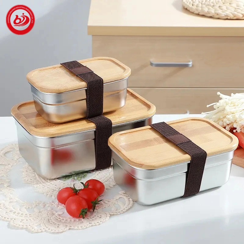 Wholesale/Supplier Custom Stainless Steel Bento Lunch Box Multiple Size with Bamboo Lid