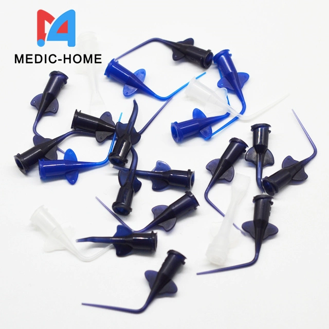 Dental Disposable Syringe Tip Dental Irrigation Tips 200PCS/Bag Blue White Transparent