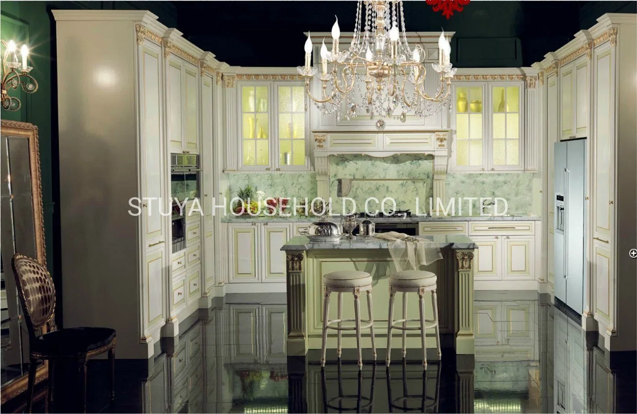 Classical Style Home Furniture Fresh Design Solid Wood Kitchen Cabinet