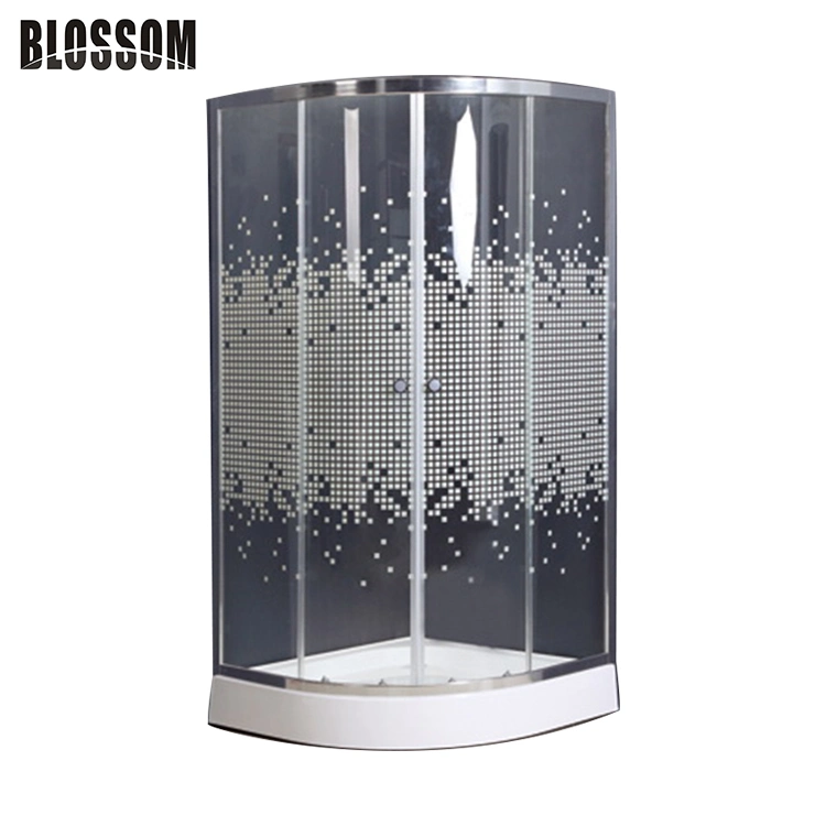 Cabina de ducha simple de vidrio curvado impreso de Hangzhou (BLS-9206)