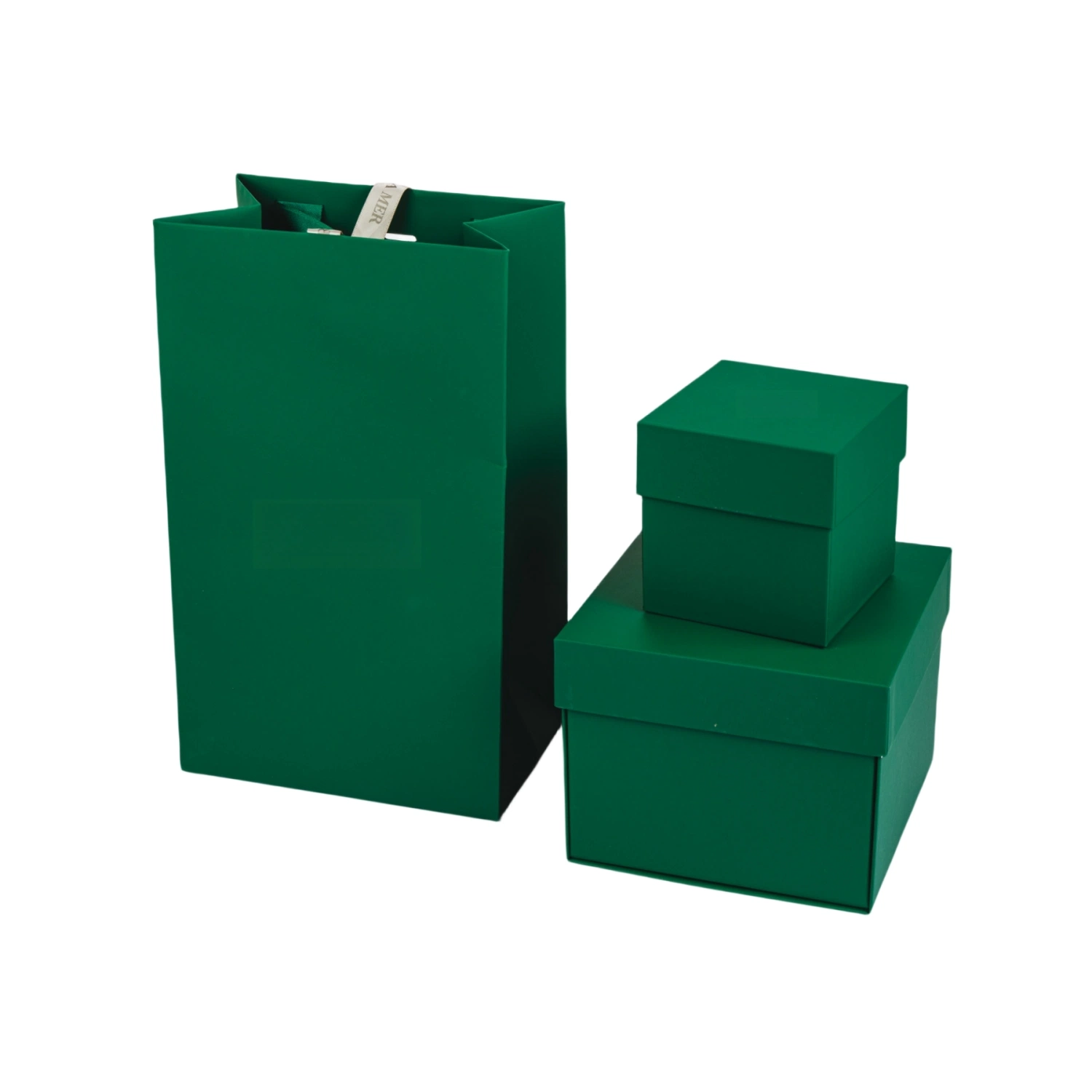 Green Colored Square Two Pieces Cardboard Gift Paper Packaging Boxes for Cosmetic