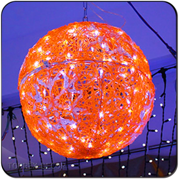 Personalised Red LED Outdoor Big Iron Metal Christmas Ball Decoration