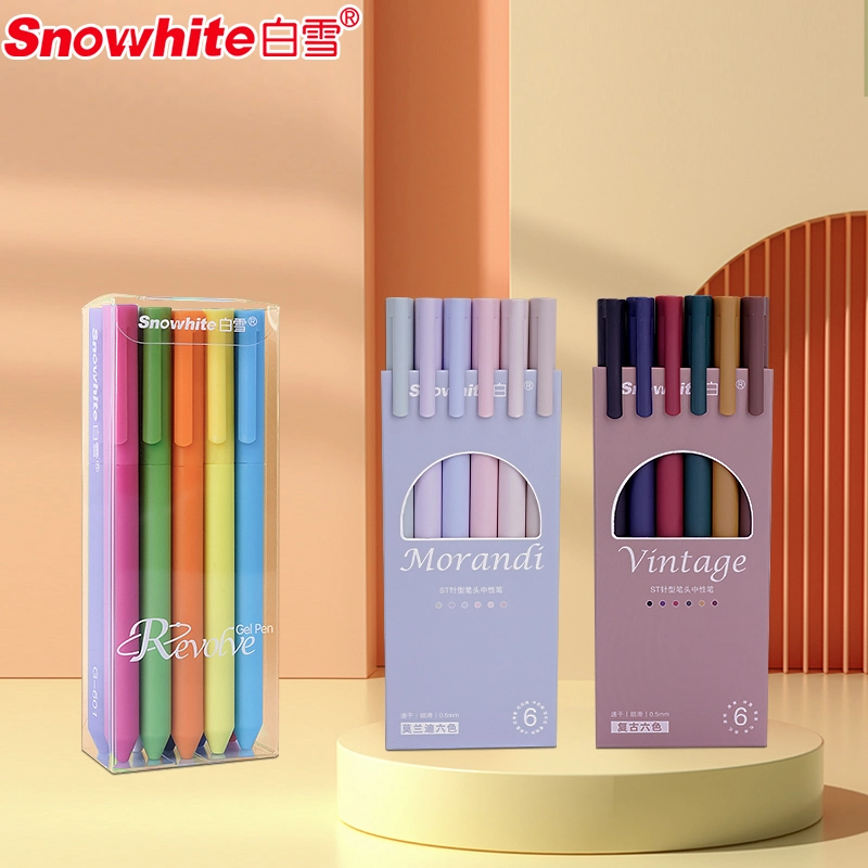 Stationery Wholesale Pen Snowhite Twisted Gel Pen Quick Dry Ink, Fine Point Tip 0.5mm, Rubberized Body Pen, Calamine Red