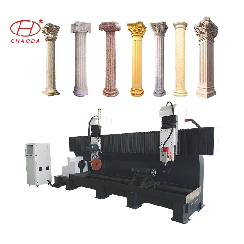 3 Axis Pillar Sandstone and Marble Stone CNC Lathe Machine with Saw