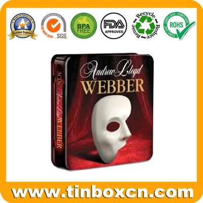 Empty Round CD Tin Box for Metal CD Bag, Tin CD Case