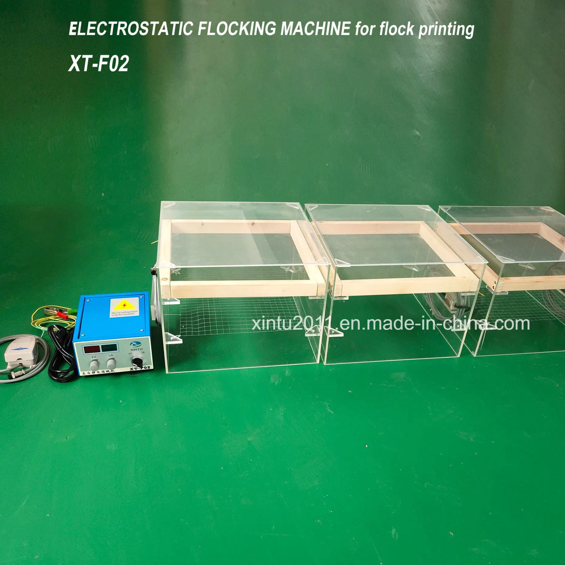 Electrostatic Flocking Printing Machine for T-Shirt Printing on Glass Tables