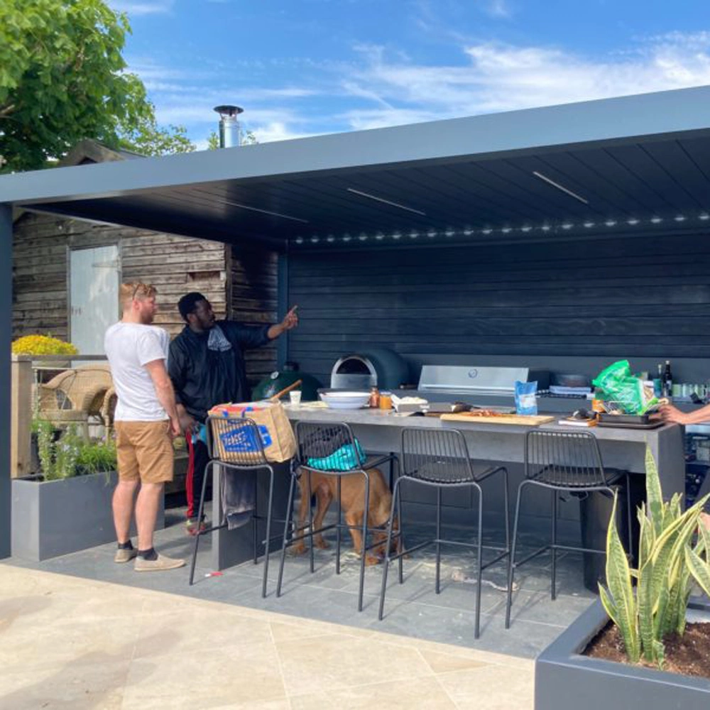 Jardín Metal Pergola Pabellón de aluminio exterior Gazebo impermeable con Louvre