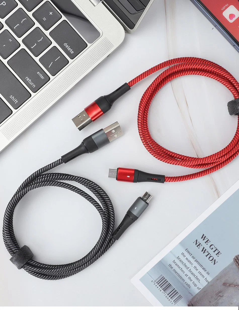 2021 New Launched Durable 3A 5A Super Fast Nylon Braided Type C Cable Samsung Charger Cable Power off Data Cable with Breathing Light