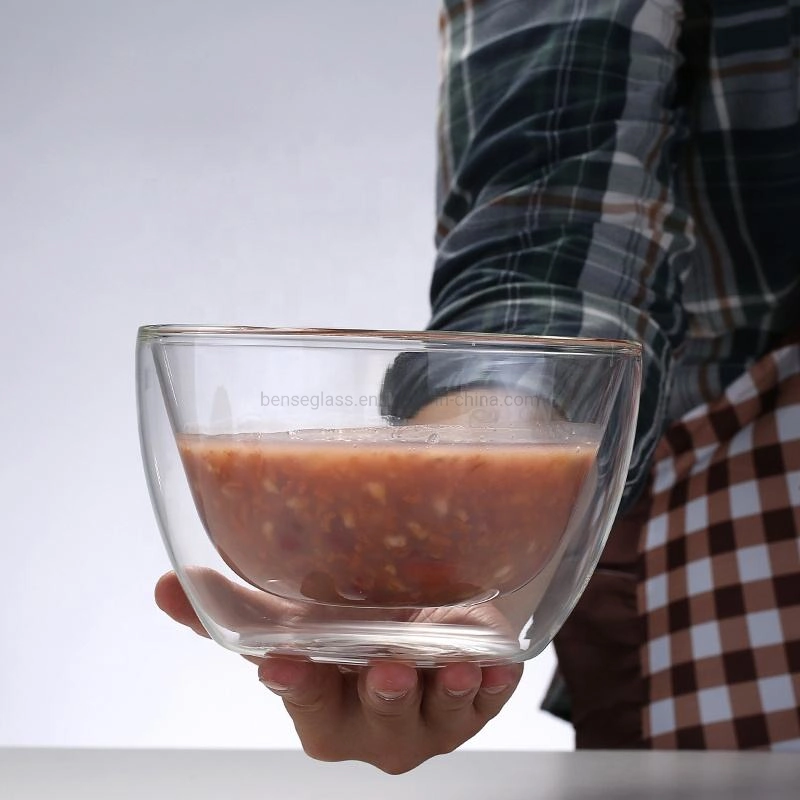 Double Layer Hitzebeständige Glasschale Aus Hochborosilikatglas Große Salatschale Mikrowelle Geschirr Eiscreme Hitzebeständig Salat Porzellan