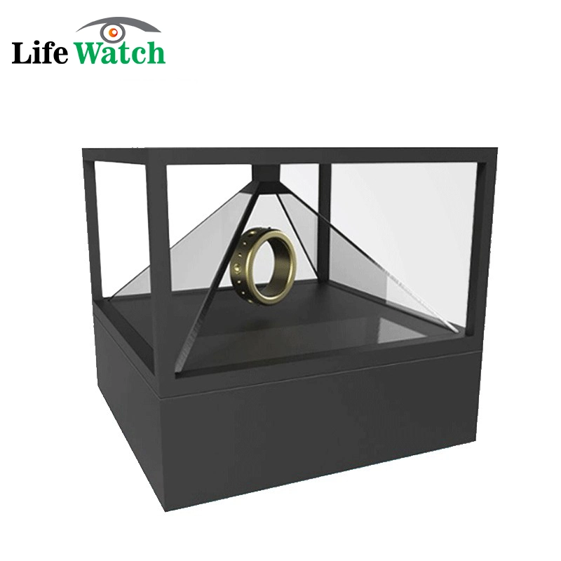 360 Degree 700mm X 700mm Pyramid Hologram LCD Display Showcase Cabinet for Jewelry Exhibition