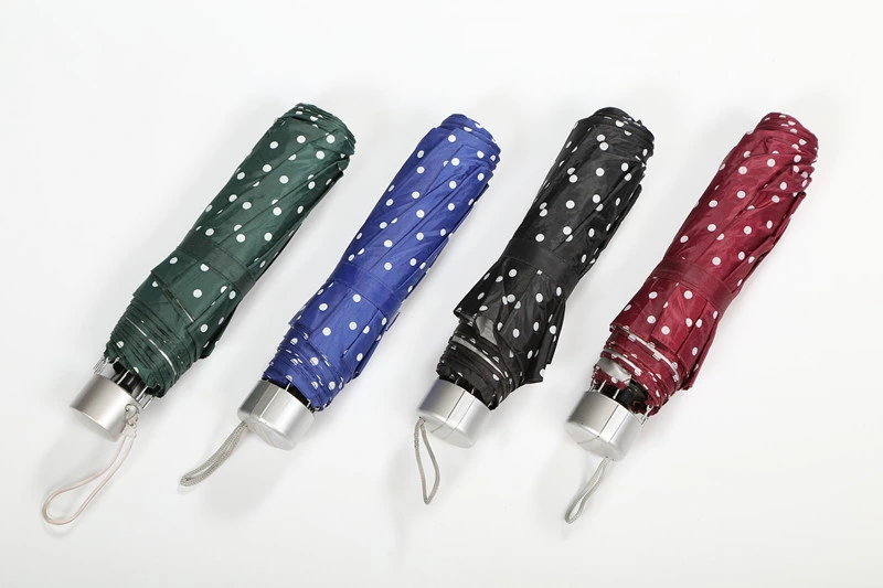 Automatic Open and Close Lace Edge DOT Printing 3 Fold Umbrella (JY-234)