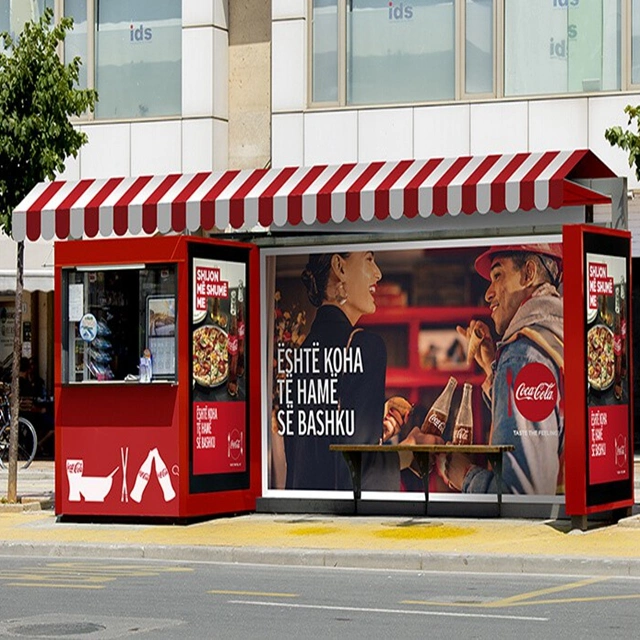 Advertising Equipment Stainless Steel Bus Shelter with Shop