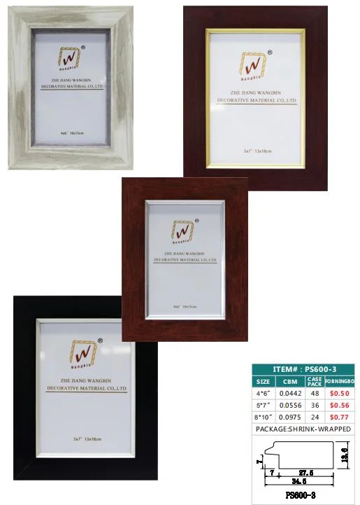 Manufacturer Wholesale/Supplier Plastic 4X6" 5X7" 8X10" Photo Frames for Vertical or Horizontal Tabletop Display Wall Mount