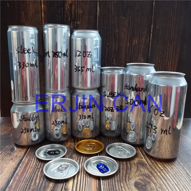 Silver Print Packaging Aluminum Beer Beverage Can Slim Standard Sleek Slick Stubby 190ml 250ml 330ml 12oz 355ml 16oz 473ml 500ml 1000ml 1 Pint