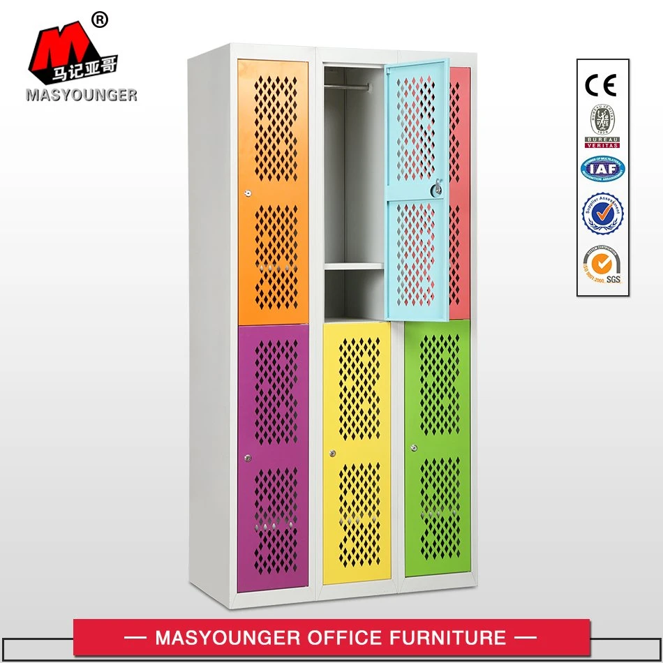 Metal Locker Steel Compact 6 Door Wardrobe Workplace Public Place Storage Clothes Personal Items Locker