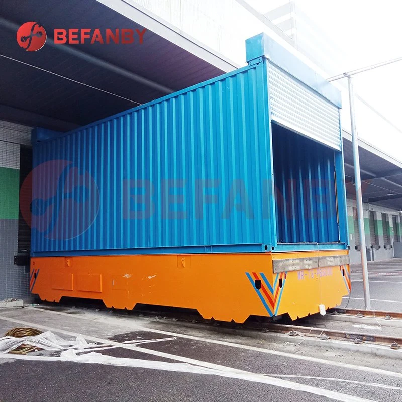 Carga pesada Busbar Powered Flat-Board On Rail Ferry Transfer Cart