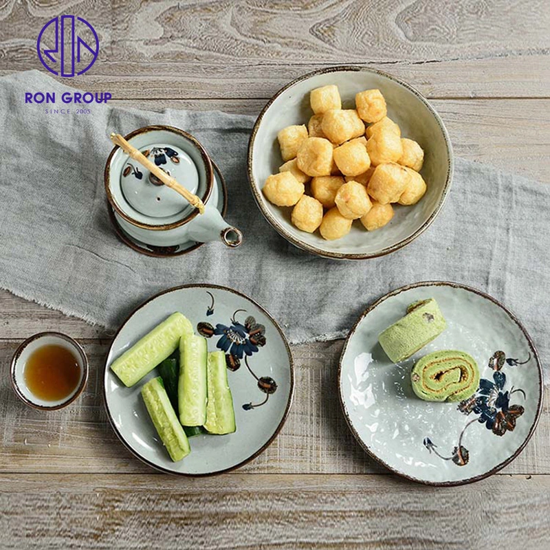 Wholesales Price 4.5'' Ceramic Food Japanese Threaded Bowl Tableware Dinnerware for Hotel Restaurant Wedding Party