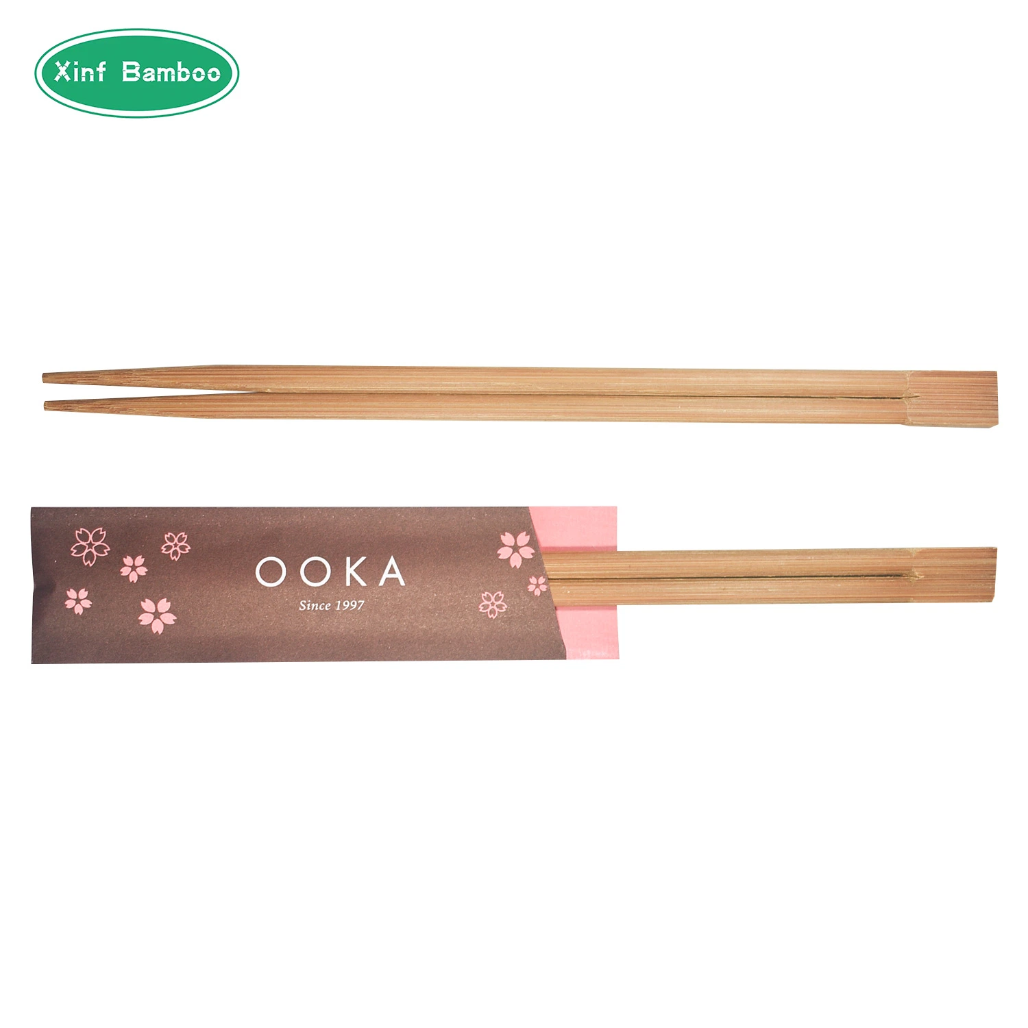 Cheap Wholesale Fast Food Natural Tensoge Bamboo Chopsticks Disposable with Semi Sleeve Packed