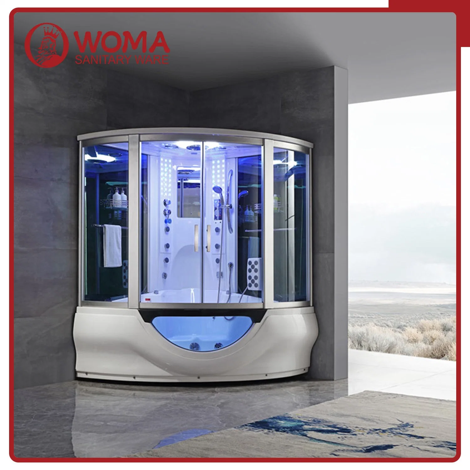 Two Person Steam Shower Luxury and Large Shower Combo Steam Room with Massage Function Steam Sauna Room