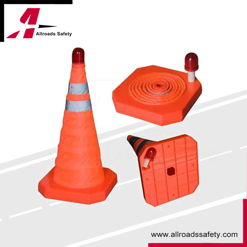 Portable Foldable Reflective Traffic Safety Warning Cone with ABS Base