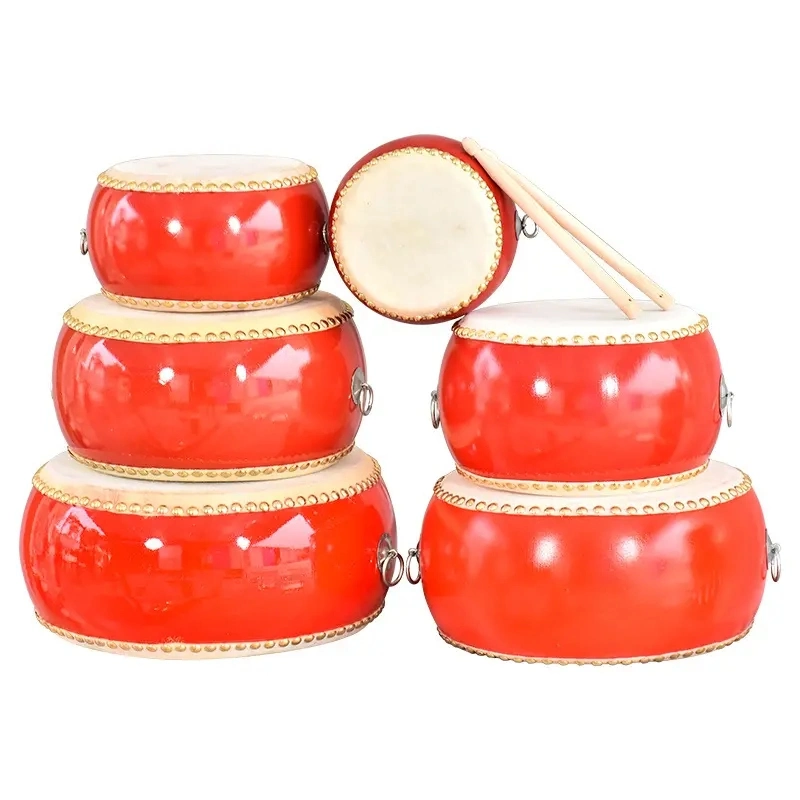 China Traditional Style Instrument Musical Wooden Red Drum Wooden Toys
