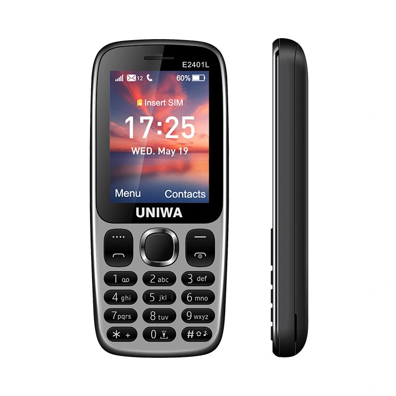 Uniwa E2401L 2.4 pouces métal déverrouillé Prix bas 1600mAh Big Téléphone portable FDD-LTE 4G avec clavier à batterie