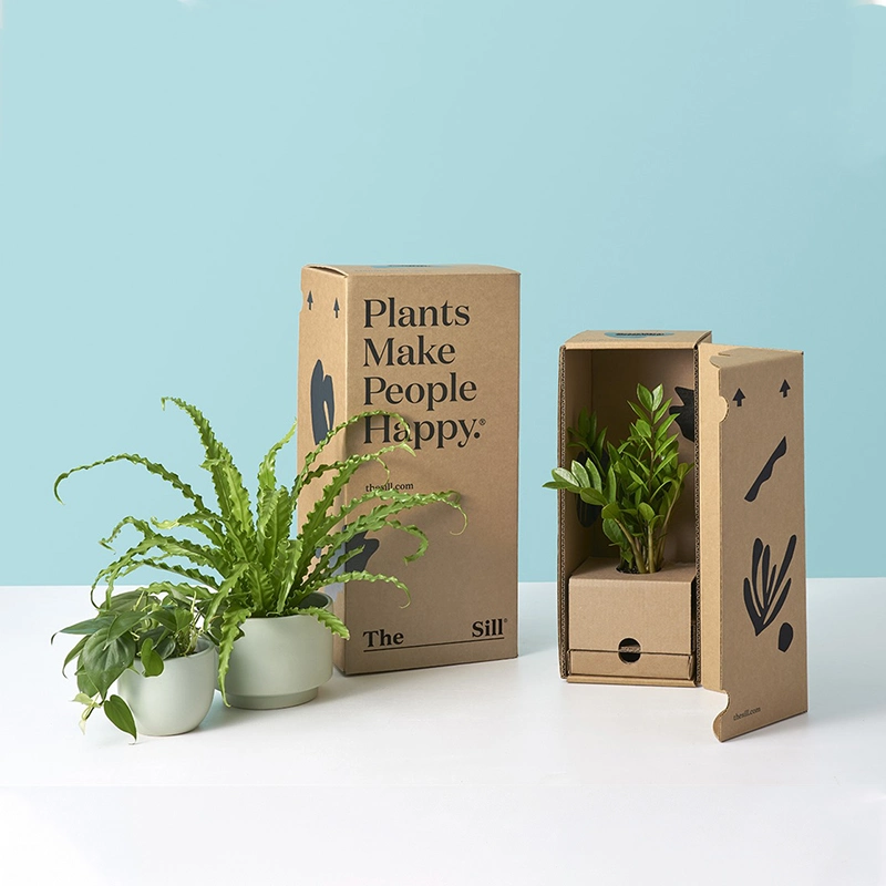 Custom Plant Shipping Packaging Boxes Potted Live Natural Plant Corrugated Packaging