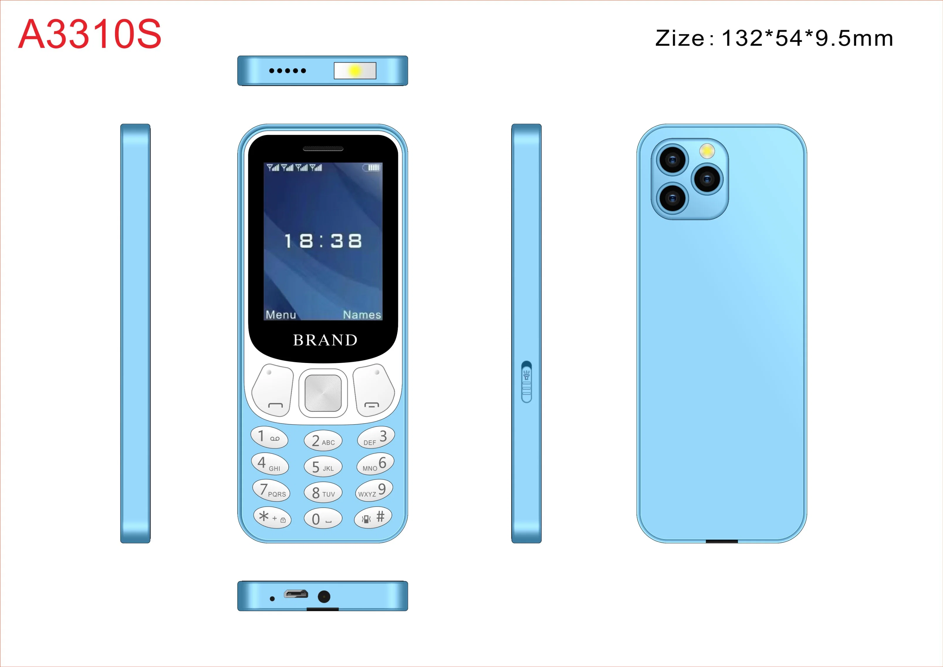 High Quality Mobile Phone with Large Battery Capacity From Shenzhen Factory Shop, 1.77inch 2g, Support OEM/ODM, Cell Phone, Feature Phone