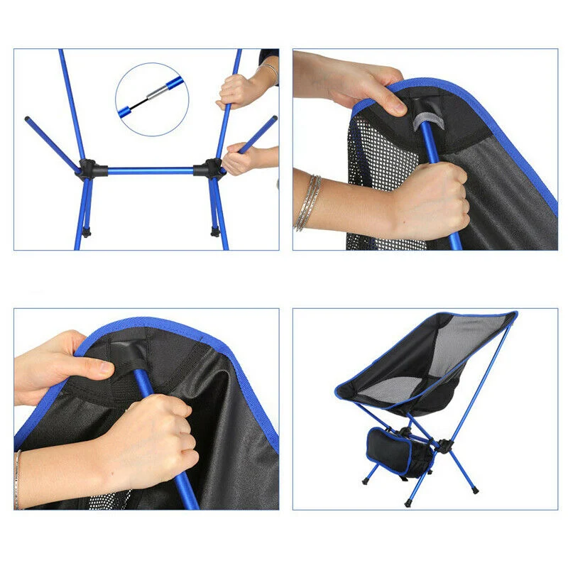 Nueva silla portátil inflable con asiento de aire y respaldo Para el tiempo frío Camping Moon Chair con Postes de aluminio