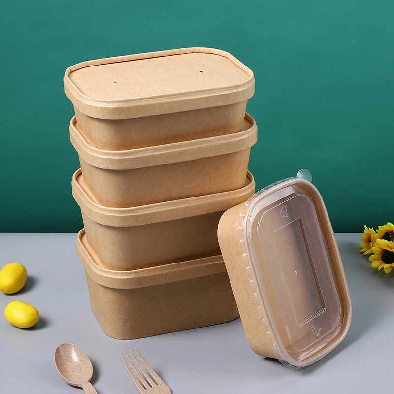 Eco-Friendly Square Kraft Paper Bowl Food Container