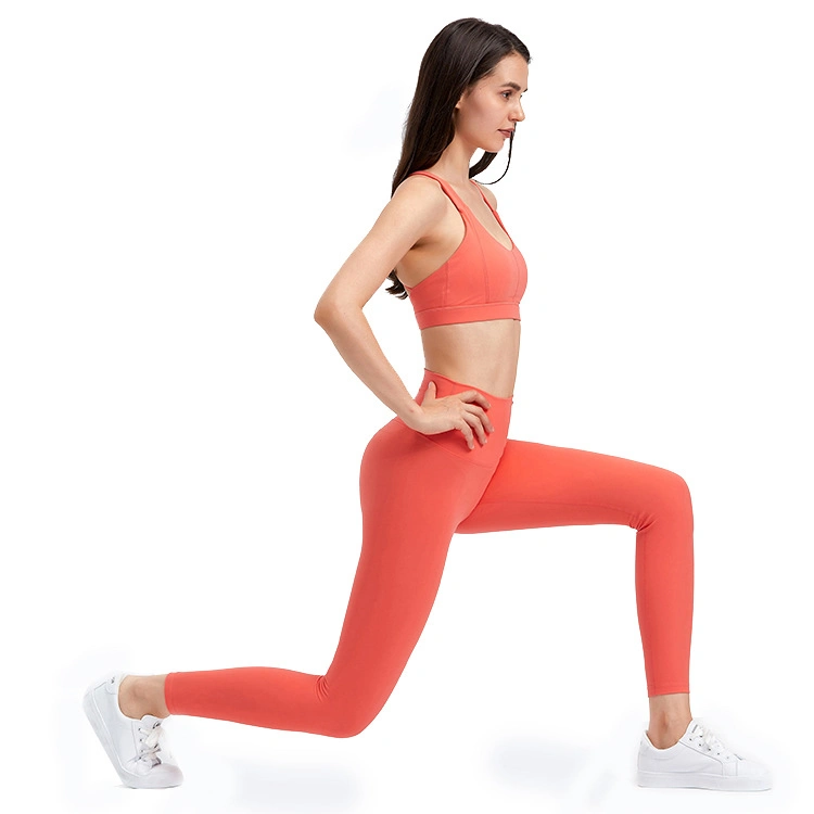 Lq8629 Women Yoga Suit with Bra Padding Slim Running Naked Feelings Fitness Sport Suit