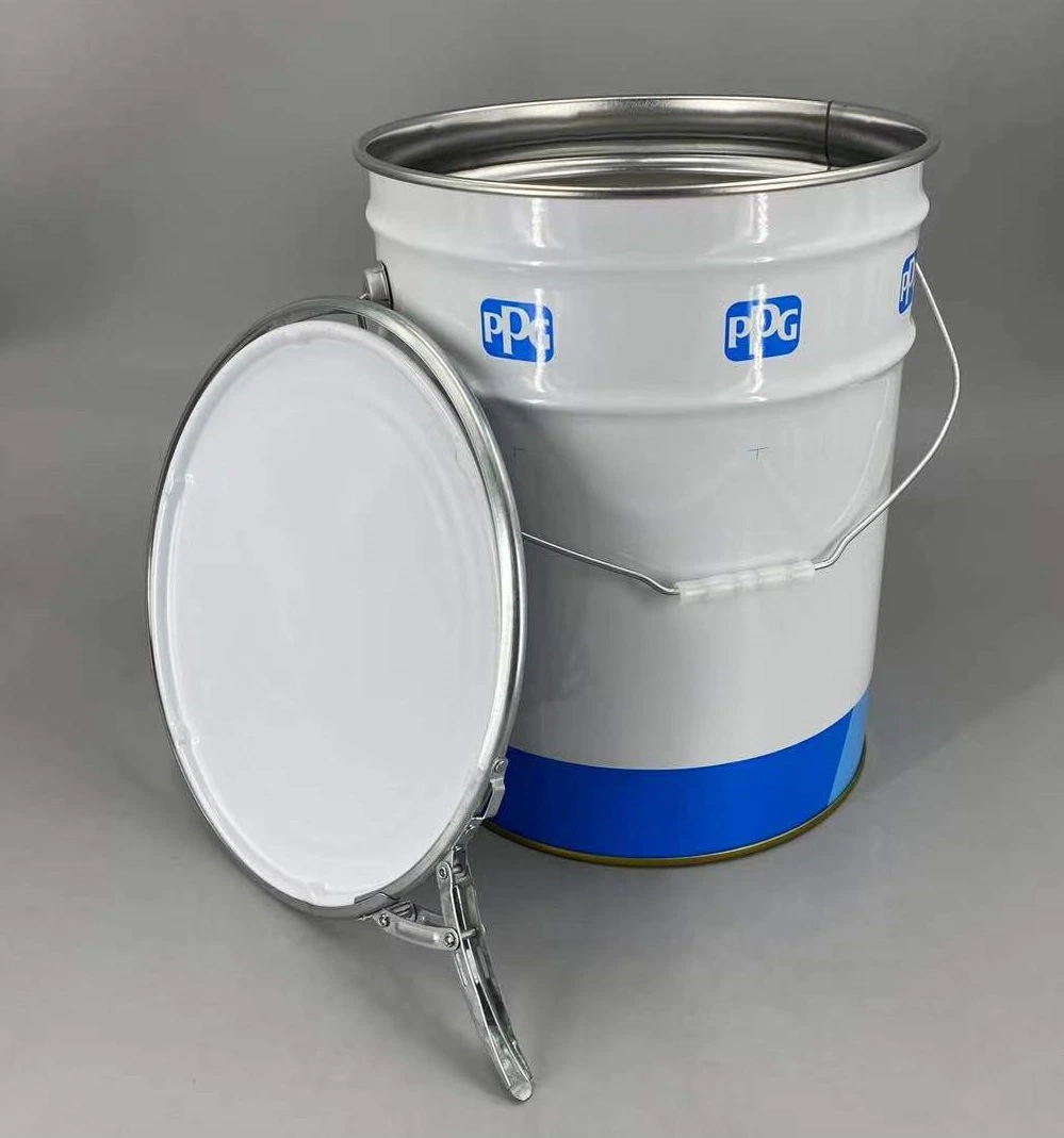 Custom Logo 20 litros cierre tapa de anillo Tin Pail tambor Fabricante