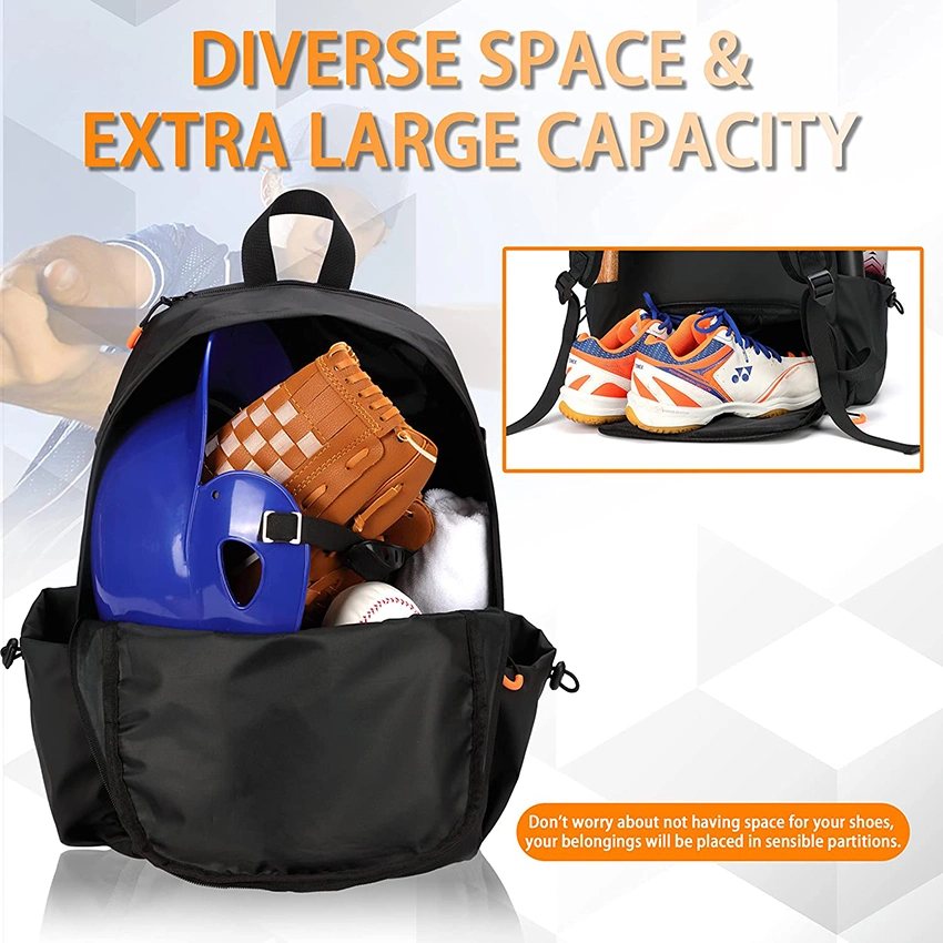 Backpack for Baseball - Shoes Compartment and Fence Hook Holds Helmets, Shoes, Glove, Bat for Boys and Girls Sports Bag