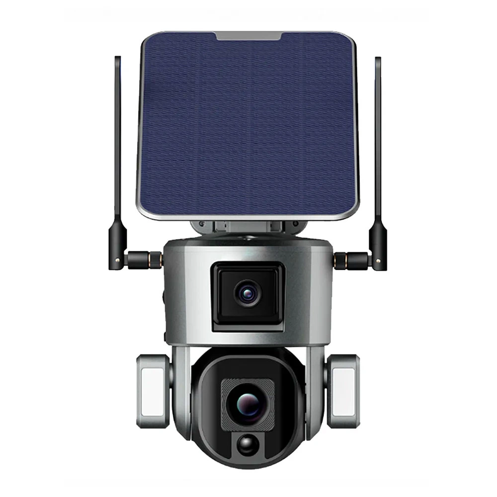 Новая беспроводная двухэкранная солнечная батарея для наружной установки IP камера безопасности Сетевая камера видеонаблюдения 4K/8MP 10X Zoom WiFi/4G PTZ CCTV