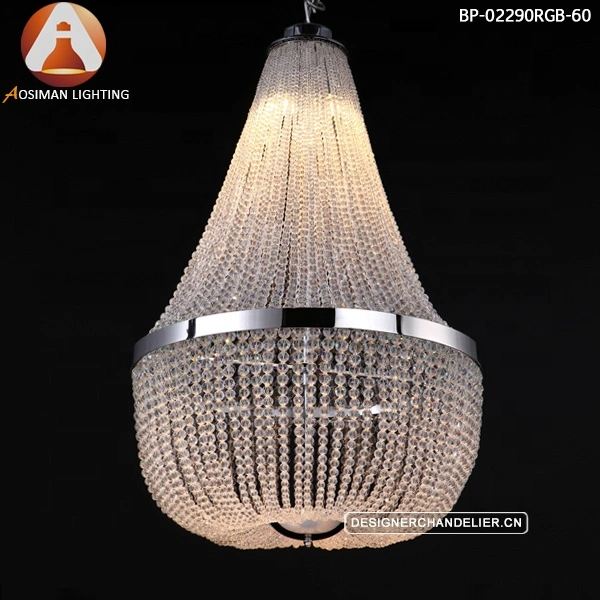 Clear Impero Crystal Ceiling with LED GU10 Bulb Mixed Color