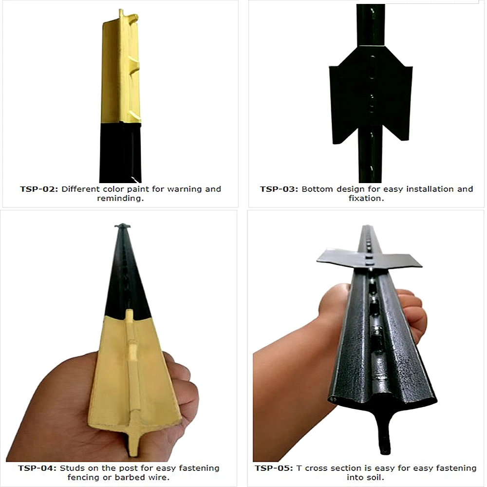 Green Post with Spade Studded T Post for Fence Solid