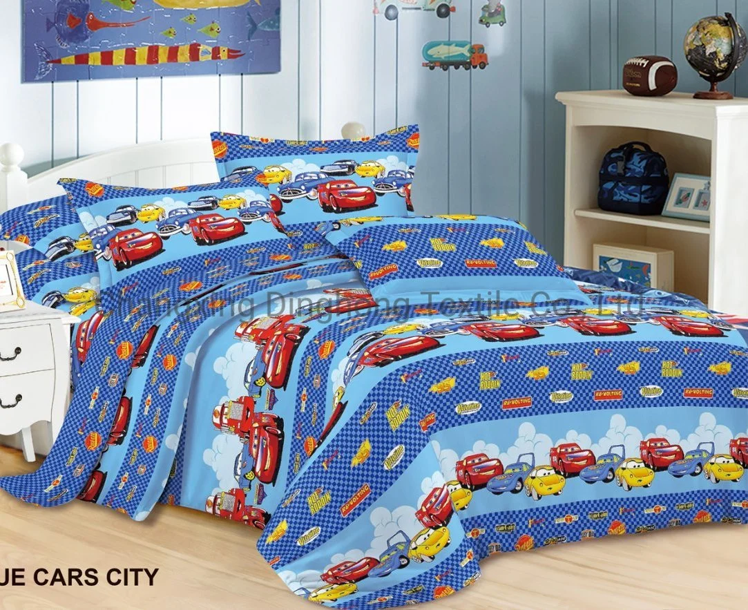 Diseños de coches tela de impresión de pigmento para niños ropa de cama