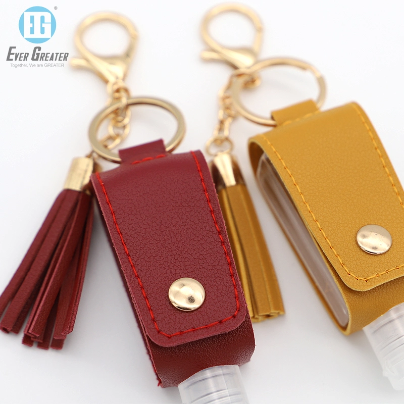 Custom High quality/High cost performance  Luxury Leather Hand Sanitizer Keychain